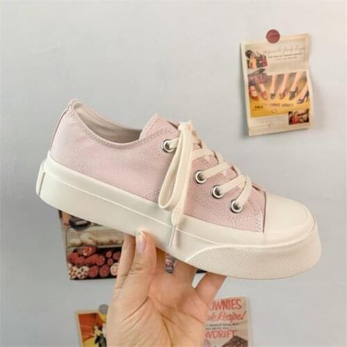 Classic Sneakers Women Casual Canvas Shoes Female Lace-Up Platform Sport Shoes Flat Tennis Basket Running Lolita Shoes Trainers