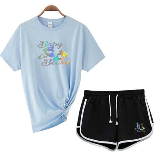 Summer Womens T-shirt + Shorts 2-piece Suit Brand Ladies Sports Suit Fashion Ladies Casual Suit 2021 New Printed T-shirt