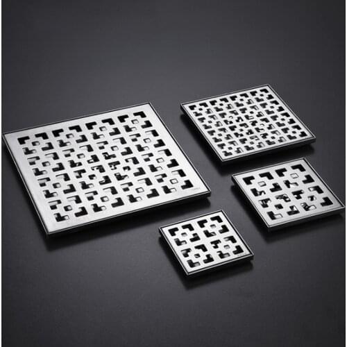 Brushed Floor Drain 304 Stainless Steel Large Displacement Square Anti-Odor Bathroom Kitchen Balcony Hotel Drain Cover Drainage