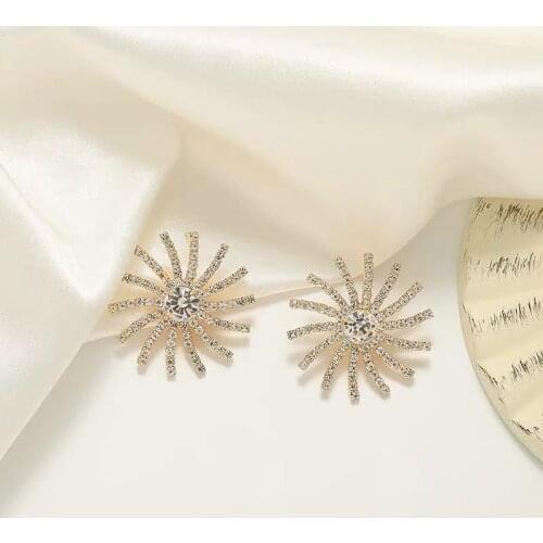 Fashion Metal Firework Stud Earrings for Women Irregular Sun Flower Big Earrings Gold Color Statement Earrings Party Brincos