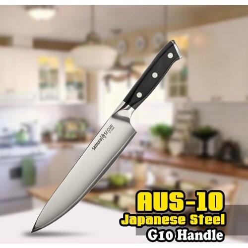 TUO CUTLERY Chef Knife - 3 Layers AUS-10 Japanese High Carbon Kitchen Knife with Ergonomic G10 Black Handle