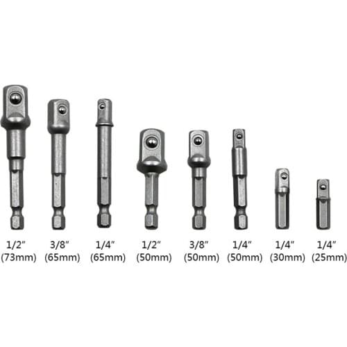 3/8/12PCS Chrome Vanadium Steel Socket Adapter Hex Shank to 1/4" 3/8" 1/2" Extension Drill Bits Bar Hex Bit Set Power Tools