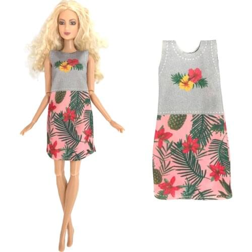 1 Pcs Summer Birthday Gift Sleeveless Floral Pattern Dress Everyday Casual Shirt For Barbie Doll Girl Gift Accessories 292L