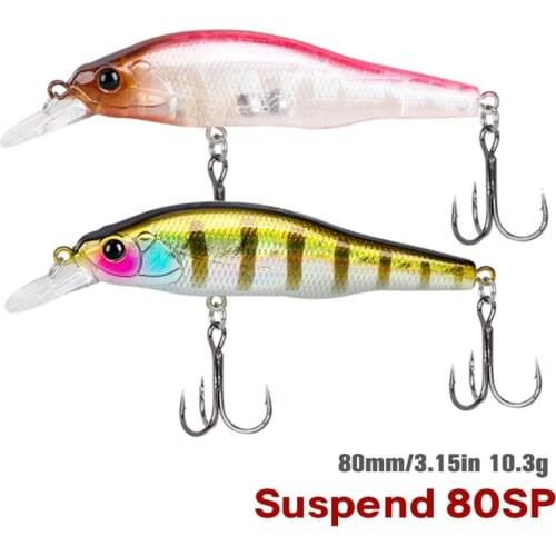TSURINOYA DW102 Suspending Minnow 80mm 10.3g Fishing Lure SABIE Long Casting Artificial Hard Bait Bass Pike Jerkbait
