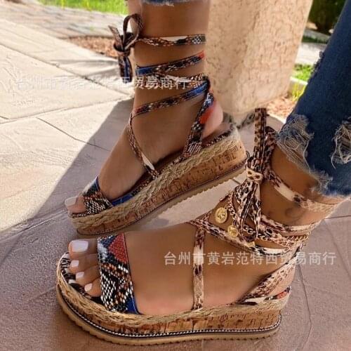 Woman Sandals Ladies Open Toe Serpentine Ankle Strap Platform Shoes Woman Fashion Casual Sandals Female Summer 2020 New