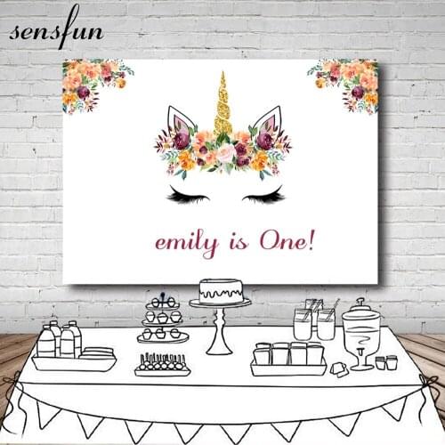 Sensfun Unicorn Party Backdrop For kids Newborn Baby Shower 1st Birthday Party Backgrounds For Photo Studio 7x5ft Vinyl