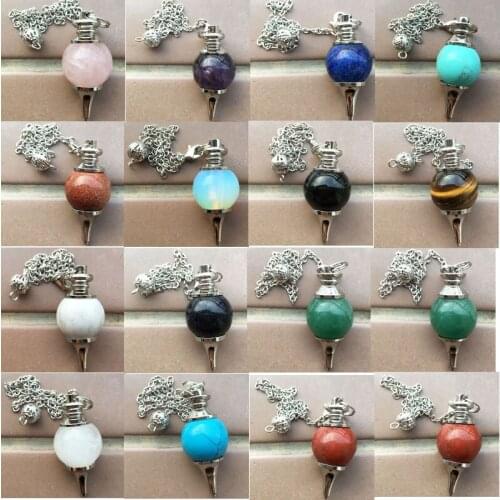 Tiger Eye Lapis Lazuli Opal Howlite Aventurine Carnelian Jaspe Goldstone Pendulum Carnelian Crystal Round Pendant Bead WFH815