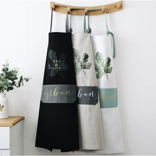 Nordic style all-cotton fabric apron oil-proof cleaning apron kitchen home coffee shop bread apron