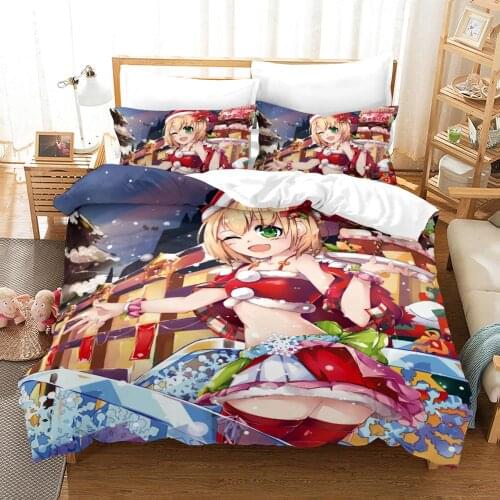 Marry Christmas 2021 Bedding Cover Set Quilt Duvet Cover Pillowcases Santa Claus Elk Bed Linens Set 2-3PCS