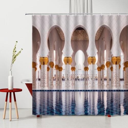 Morocco Building Shower Curtain Modern Architecture Landscape Pattern Bathroom Decor Polyester Bath Cloth Curtains Set With Hook
