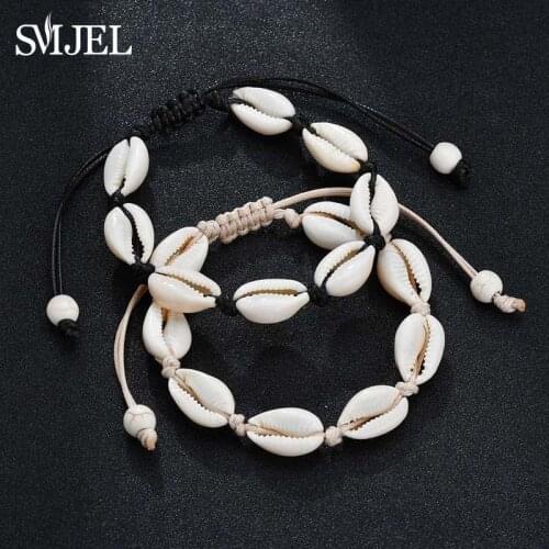 SMJEL Lucky Boho Sea Shells Bracelets & Bangles Rope Chain Bracelet Woman Girls Simple Beach Jewelry Best Friend Gifts