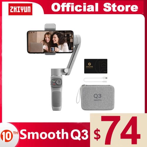 ZHIYUN Official SMOOTH Q3 3-Axis Phone Gimbal Flexible Handheld Stabilizer with Fill Light for Smartphone iPhone Xiaomi Huawei