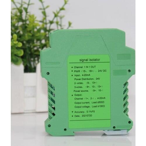 1 way input 1 way output 4-20mA input 4-20mA output signal isolator 24VDC mA converter transmitter transducer