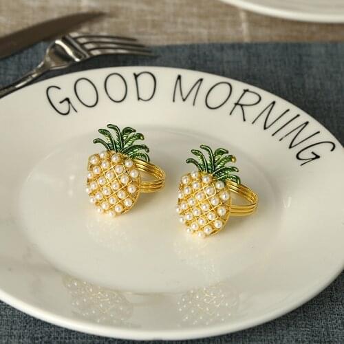 1PCS/Metal Napkin Ring Pineapple Napkin Ring Golden Napkin Ring Table Decoration Western Food Hotel Party Decoration