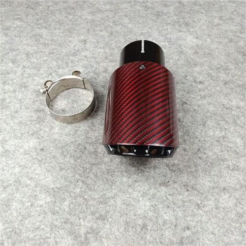 1 Piece Red Carbon Fiber Exhaust Pipe Stainless Steel Car Accessories Nozzles Three-layer New Style Muffler Tip