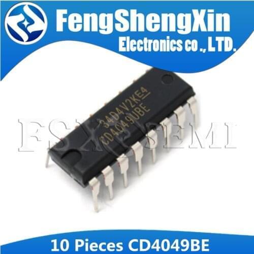 100pcs/lot CD4049UBE DIP-16 CD4049 CD4049BE CMOS HEX BUFFERS/CONVERTERS