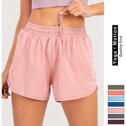 2021 Women Shorts Loose Side Zipper Pocket Shorts Gym Workout Running Shorts Drawcord Outdoor Short -40