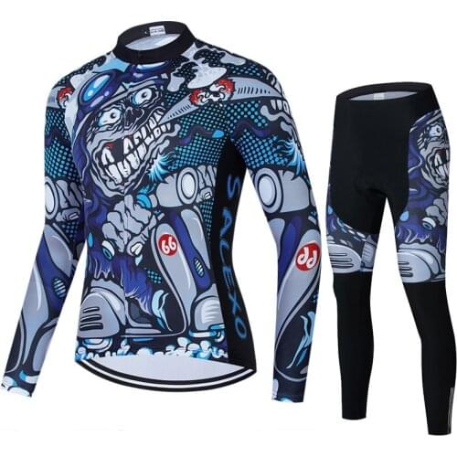 2022 Winter Cycling Clothing Kids Cycling Jersey Set Long Sleeve Clothes Thermal Fleece MTB Uniform Cold Protection Keep Warm