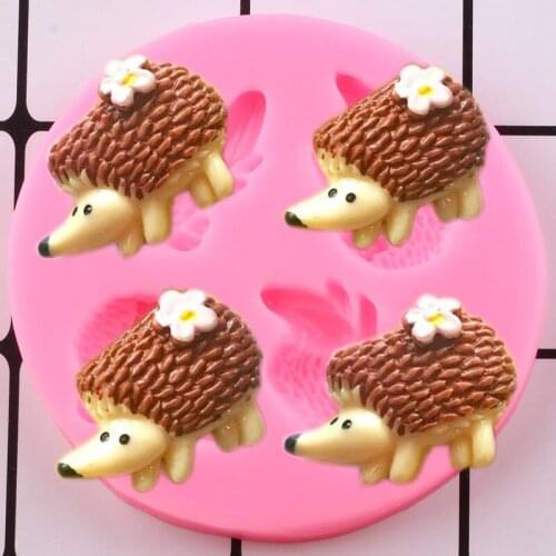 3D Cute Hedgehogs Silicone Molds DIY Cupcake Topper Fondant Cake Decorating Tools Soap Resin Clay Candy Chocolate Gumpaste Mould