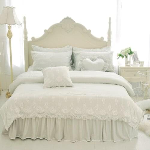 4/7Pcs Princess style luxury bedding sets queen king size duvet cover set bed skirt set pillowcase silk+cotton+lace bedclothes