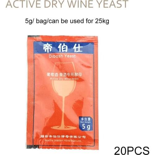 5g/20pcs Active Dry Wine Yeast household wine accessories wine yeast 5g For 25KG grape alcohol brewing Liquor Maker