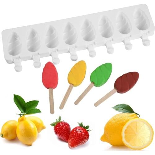 8 Cells Ellipse Line Shapes Small Size Silicone Ice Cream Mold DIY Homemade Popsicle Moulds Dessert Ice Pop Lolly Maker Tools