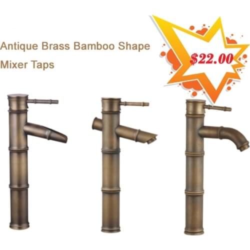 Lowest Price Bathroom Bamboo Faucet Basin Mixer Taps Antique Brass Finished Kitchen Hot&Cold Faucet Deck Mounted Torneira AF1085