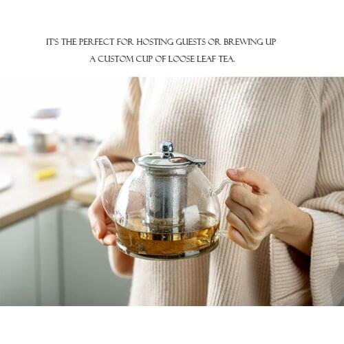 1L Induction Cooker Borosilicate Electromagnetic Glass Teapot 304 Stainless steel Filter Flower Tea pot Multifunctional kettle