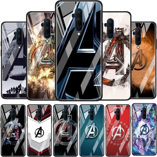 Marvel Avengers Logo Tempered Glass Cover For OnePlus Z 7 8 9 7T 8T 9R Nord 5G Pro Silicone Phone Case Coque
