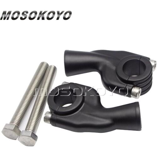 Black Old School Rough Craft Handlebar Riser 1" 7/8" Bar Mount Clamp for Harley Sportster Touring Cafe Racer Chopper