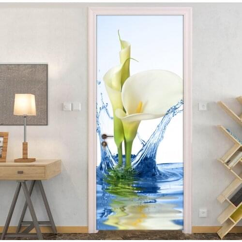 Lily Flower Fashion Creative DIY Wall Decor Mural Wallpaper Living Room Bedroom Bathroom Door Sticker Self-adhesive Waterproof