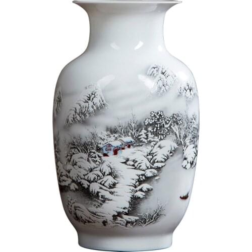 Jingdezhen Handmade High White Clay Ceramic Vases For Flowers New Chinese Style Classical Porcelain Vase Home Decoration