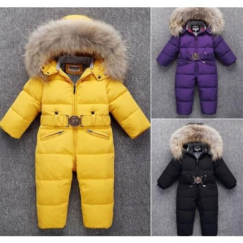 Childrens down jacket jumpsuit boys and girls ski climbing thick