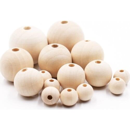 100pcs DIY 6-25mm Natural Wood Beads Spacer Wooden Beads Eco-Friendly Unfinished Wood Color Balls Lead-Free Baby Beads