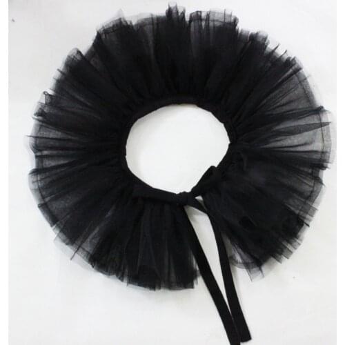 Women Victorian Ruffled Mesh Fake Collar Shawl Retro Layered Tulle Detachable Neck Ruff Decorative Clown Cosplay Choker