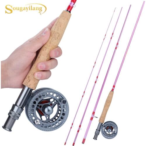 Sougayilang 2.7M 5/6 Fly Fishing Combo Portable 4 Section Metal Handle Carbon Fiber Fishing Rod and Top Quality Fly Reel Combo