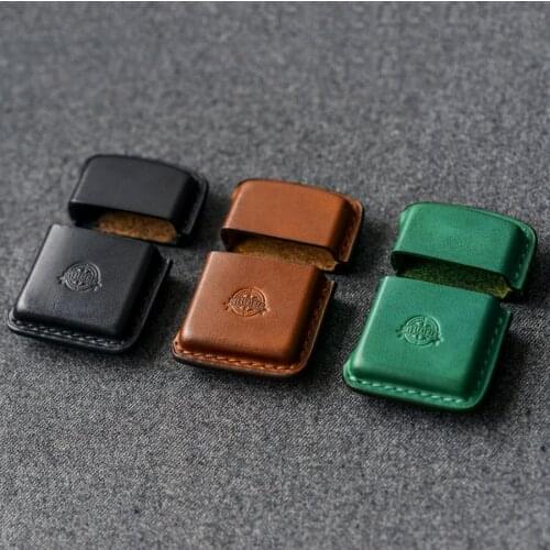 Kerosene Windproof Lighter Holster Genuine Leather Case Vegetable Tanned Cowhide Handmade Protective Sleeve For Zipo Inner Tank