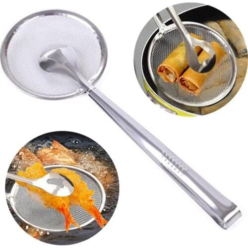 Multi-function Stainless Steel Filter Spoon Colander Clamp Strainer Oil-Frying BBQ Filter kitchenware Cooking Tool