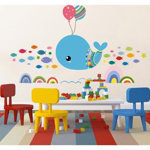 Cartoon Little Whale DIY Wall Sticker Living Room Bedroom Wall Decoration Modern Style Art Mural wall stickers for kids rooms