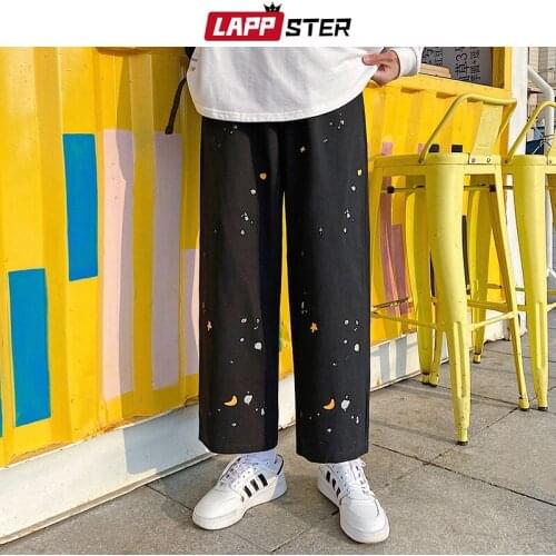 LAPPSTER Men Tie Dye Harajuku Kpop Causal Sweatpants 2021 Mens Japanese Streetwear Designer Joggers Pants Male Funny Sweat Pants