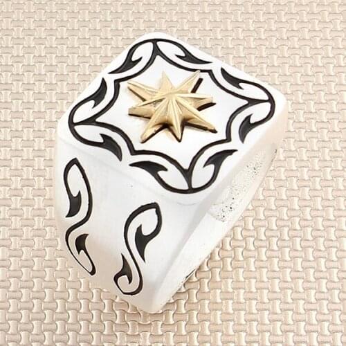 North Star White Silver Ring Men Silver Ring Made In Turkey Solid 925 Sterling Silver