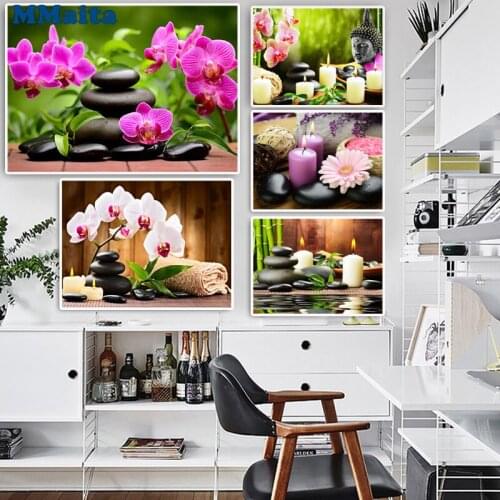 DIY Diamond Embroidery Orchid Stone Square Pattern Rhinestone Sets Diamond Painting Cross Stitch Wall Decor Needlework GG5400