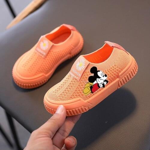Disney Mickey 2021 new childrens sports net shoes casual net cloth shoes breathable boys single shoes female baby casual shoes