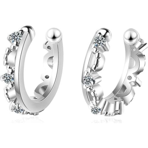 New Design Fashion 925 Sterling Silver Earrings Inlaid Zircon Cute Ear Clips For Women Charm Jewelry Without Pierced Earrings