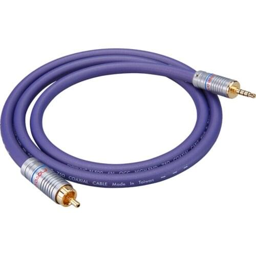 Single crystal copper 3.5mm to RCA single lotus digital 75 ohm mojo coaxial audio line x5x7 second generation qa361