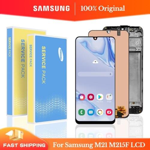 6.4''Original LCD With Frame For SAMSUNG Galaxy M21 2020 LCD M215 Display SM-M215F/DS LCD Screen Touch Sensor Digitizer Assembly