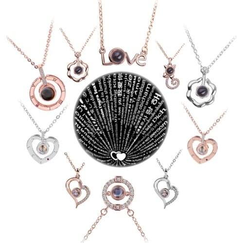 HOT 2018 Projection 100 Languages I Love You Necklace For Women Love Memory Wedding Pendant Necklace Valentines Day Gift
