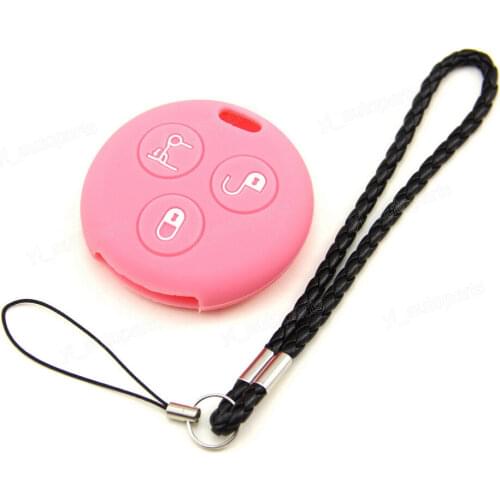 Pink Silicone Case Cover Fit For Mercedes Benz Smart Fit Fortwo 450 Remote Key 3 ButtonsFit For PG913N