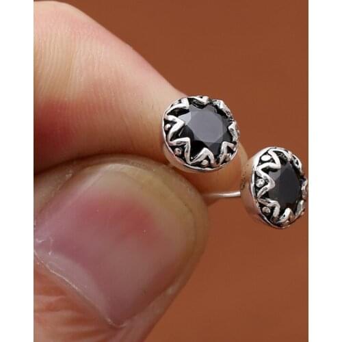 S925 pure silver ornaments anise star inlay zircon earrings styles men and women