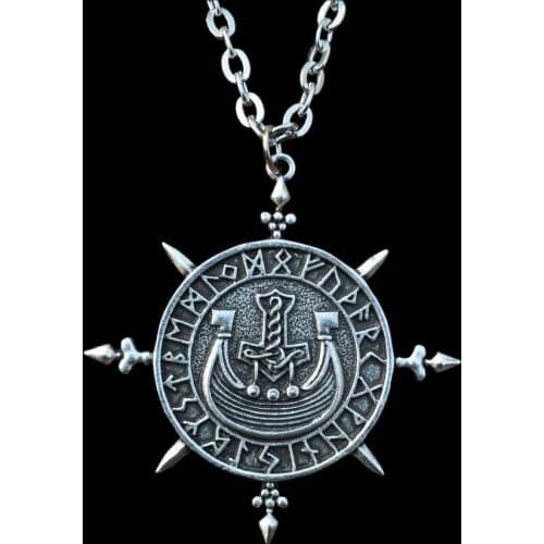 SanLan Vintage Viking Ship pendant masculine necklace Norse Jewelry vikings board talisman amulet choker necklace Mens jewelry